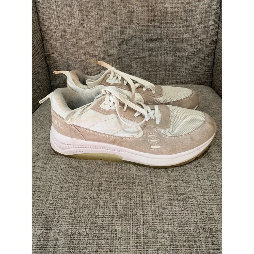 Municipal Origin Mens Sneakers Cream Tan Low Top Mesh Suede Trainers Sz 11.5